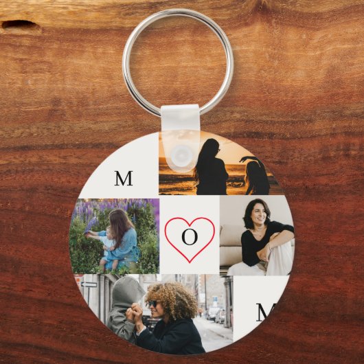 Personalized 4-Photo Collage Mom Monogram キーホルダー (裏面)