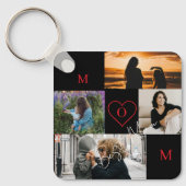 Personalized 4-Photo Collage Mom Monogram キーホルダー (正面)