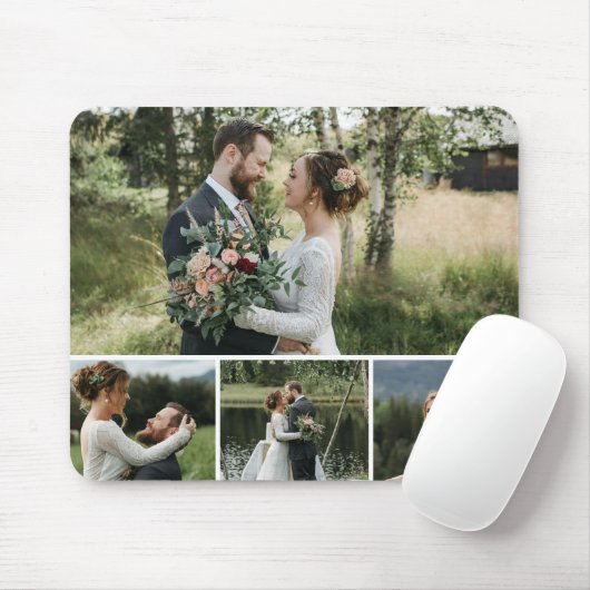 Personalized 4 Photo Collage Mousepad マウスパッド (マウス)