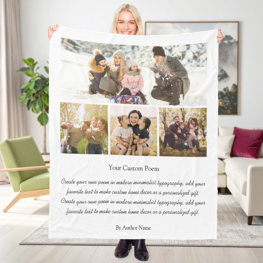 Personalized 4 Photo Collage With Poem フリースブランケット
