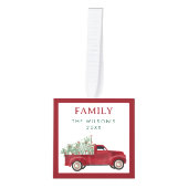 Personalized 4 Photo Family Collage Christmas Tree キューブオーナメント (正面)