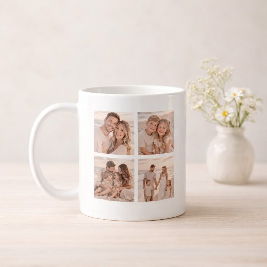 Personalized 4 Photo Name and Date Memory コーヒーマグカップ