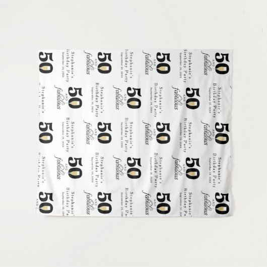 Personalized 50 and Fabulous Birthday Backdrop タペストリー (正面(横))