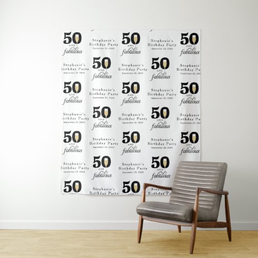 Personalized 50 and Fabulous Birthday Backdrop タペストリー (インサイチュ)