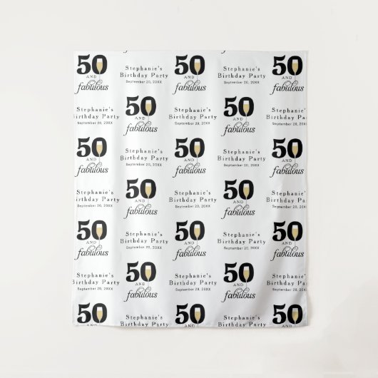 Personalized 50 and Fabulous Birthday Backdrop タペストリー (正面)