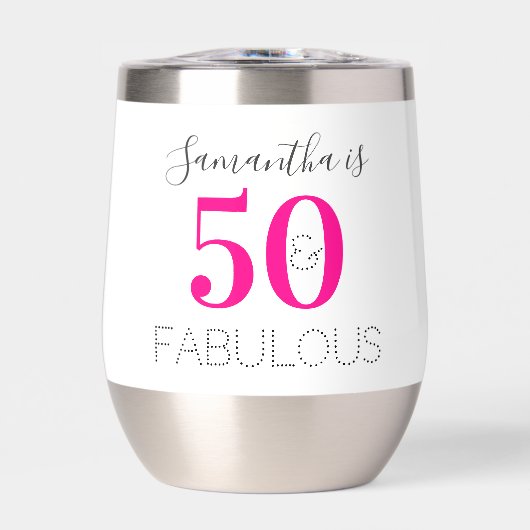 Personalized 50 and Fabulous Hot Pink Birthday (正面)