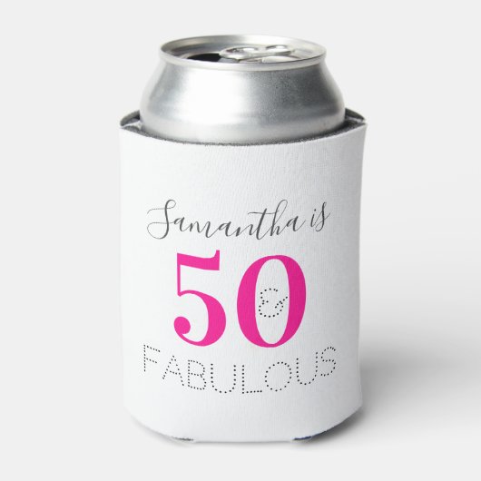 Personalized 50 and Fabulous Hot Pink Birthday 缶クーラー (缶正面)