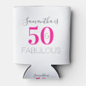 Personalized 50 and Fabulous Hot Pink Birthday 缶クーラー (正面)