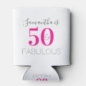 Personalized 50 and Fabulous Hot Pink Birthday 缶クーラー (裏面)