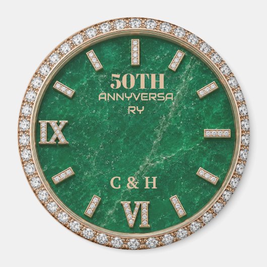 Personalized 50th Anniversary Emerald Marble マグネット (正面)