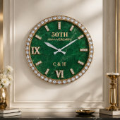 Personalized 50th Anniversary Emerald Marble ラージ壁時計