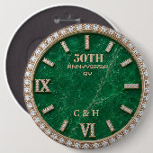 Personalized 50th Anniversary Emerald Marble 缶バッジ (正面&裏面)