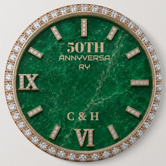 Personalized 50th Anniversary Emerald Marble 缶バッジ (正面)