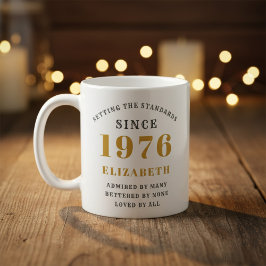 Personalized 50th Birthday 1976 Add Name Elegant コーヒーマグカップ