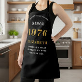 Personalized 50th Birthday 1976 Black & Gold エプロン