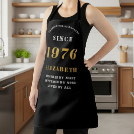 Personalized 50th Birthday 1976 Black & Gold エプロン