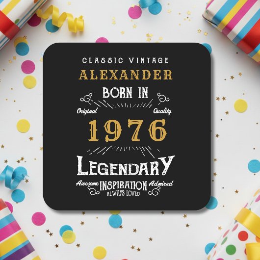 Personalized 50th Birthday 1976 Vintage Legend スクエアペーパーコースター