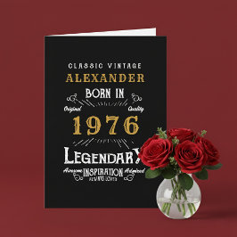 Personalized 50th Birthday Born 1976 Vintage Black カード