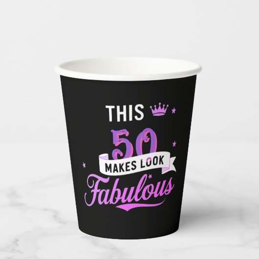 Personalized 50th Birthday Paper Cups for Her 紙コップ (正面)