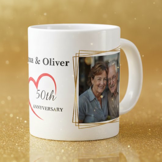 Personalized 50th Wedding Anniversary Photo Mug ジャンボコーヒーマグカップ