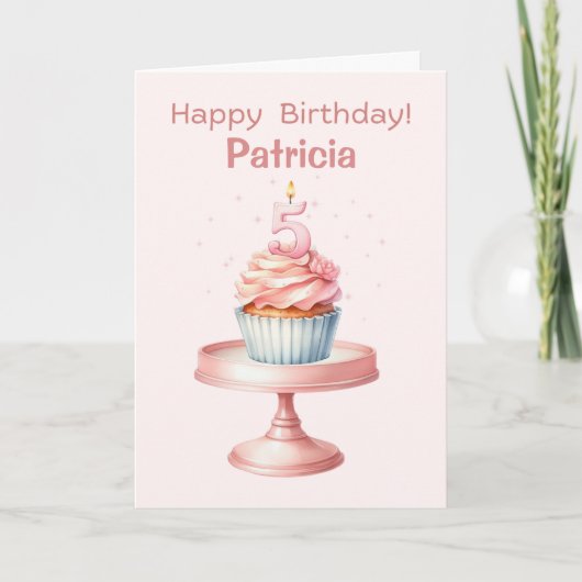Personalized 5th Birthday Cupcake Card カード (正面)