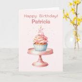 Personalized 5th Birthday Cupcake Card カード (黄色い花)