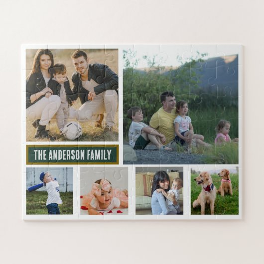 Personalized 6‑Photo Family Name - Gift  ジグソーパズル (横)