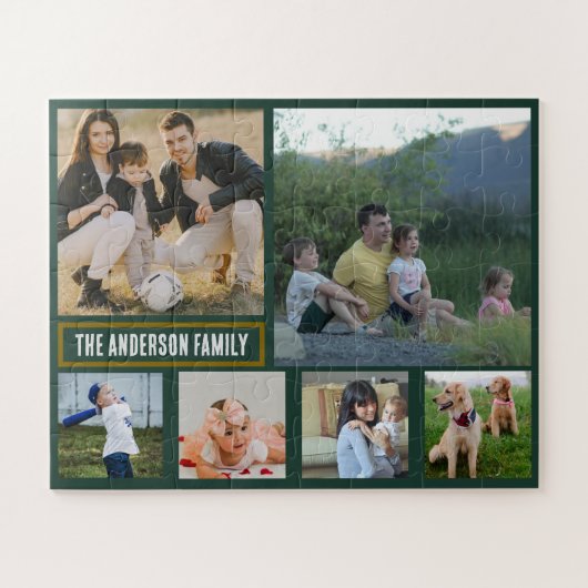 Personalized 6‑Photo Family Name - Gift  ジグソーパズル (横)