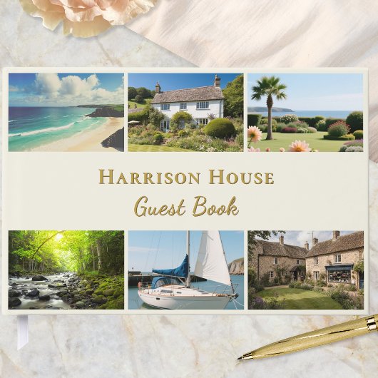 Personalized 6 Photo Home, Rental or Wedding ゲストブック