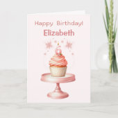Personalized 6th Birthday Cupcake Card カード (正面)