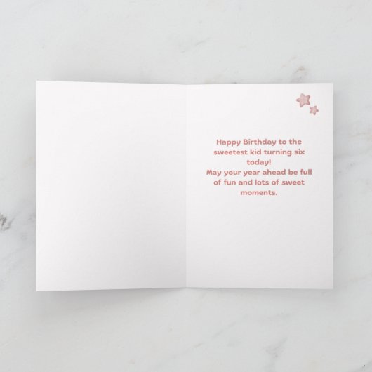 Personalized 6th Birthday Cupcake Card カード (内部)
