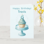 Personalized 6th Birthday Cupcake Card カード (黄色い花)