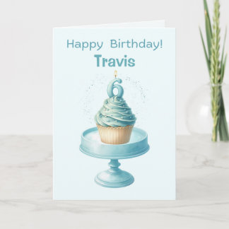 Personalized 6th Birthday Cupcake Card カード