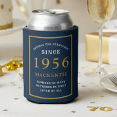 Personalized 70th Birthday 1956 Elegant Blue Gold 缶クーラー