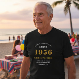 Personalized 70th Birthday 1956 Name Black Gold Tシャツ