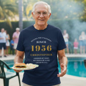Personalized 70th Birthday 1956 Name Blue Gold Tシャツ