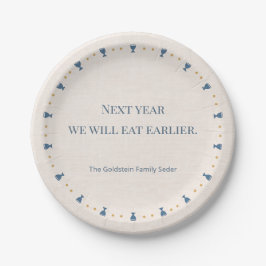 Personalized 7" Fun Passover Seder Appetizer Plate ペーパープレート