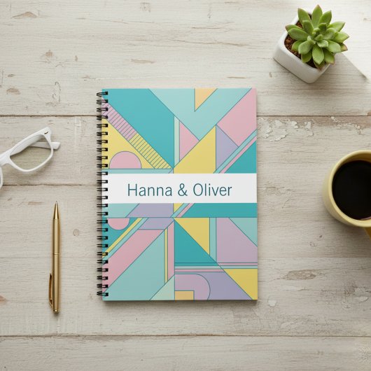 Personalized 80s Memphis Style Geometric Notebook ノートブック