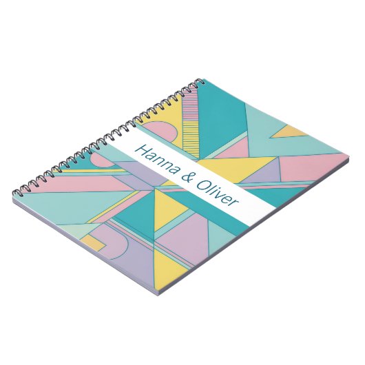 Personalized 80s Memphis Style Geometric Notebook ノートブック (左側)