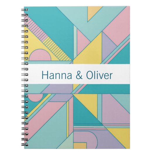 Personalized 80s Memphis Style Geometric Notebook  ノートブック (正面)