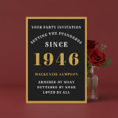 Personalized 80th Birthday 1946 Elegant Black Gold 招待状