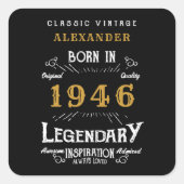 Personalized 80th Birthday Add Name 1946 Legend スクエアシール (正面)