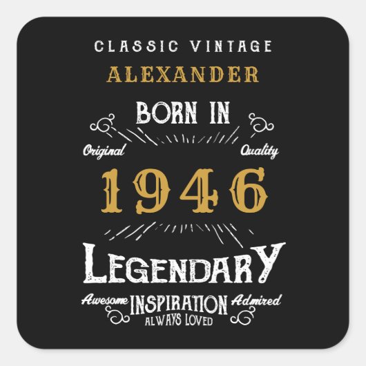 Personalized 80th Birthday Add Name 1946 Legend スクエアシール (正面)