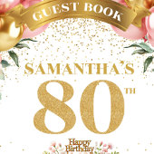 Personalized 80th Birthday Guest Book Boho Flowers ゲストブック