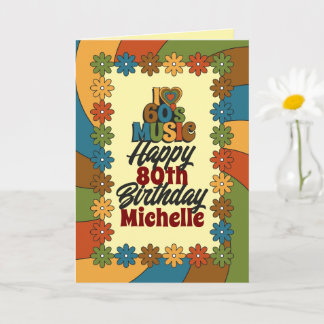 Personalized 80th Birthday Retro I Love 60s Music カード