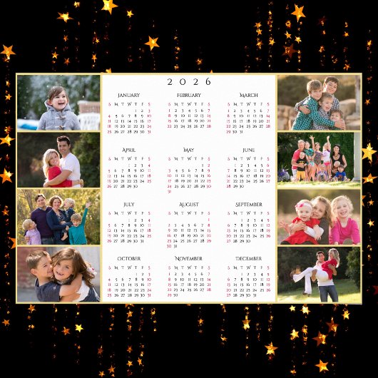 Personalized 8 Family Photo Collage 2026 Calendar ポスター