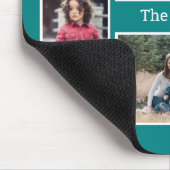 Personalized 8 Photo collage Family Name Teal マウスパッド (コーナー)