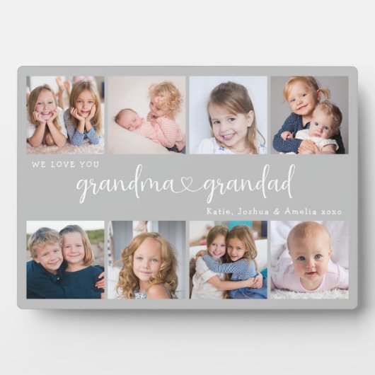 Personalized 8 Photo Grandparents We Love you フォトプラーク (正面)