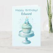 Personalized 8th Birthday Cupcake Card カード (正面)