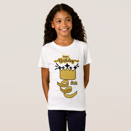  Personalized 8th Birthday King Crown Design Tシャツ (正面フル)